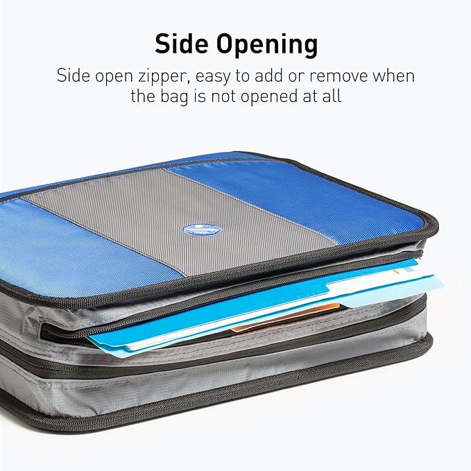 3-Inch 3 Round Rings Zipper Binder, Handle and Shoulder Strap Included, Blue