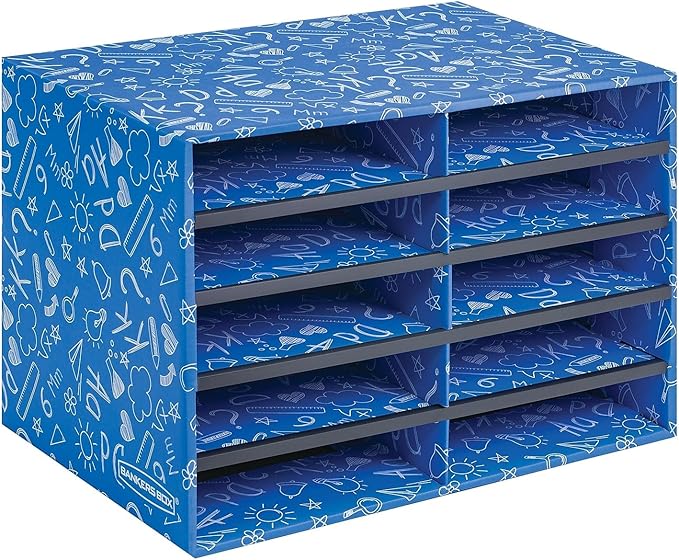Bankers Box Classroom Collection 10-Compartment Mail Sorters, 19.5" x 12.375", Blue (3384201)