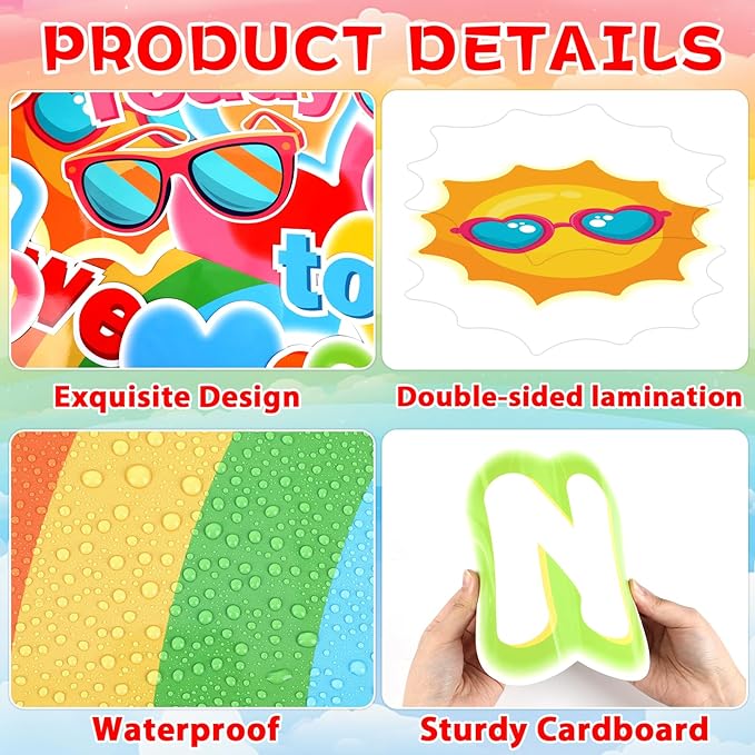 Back to School Summer Sun Bulletin Board Decorations We are Ready to Shine Boho Rainbow Bright Classroom Bulletin Board Borders Sunglasses Paper Cutouts Teacher Supplies Nursery Home Office Wall Decor