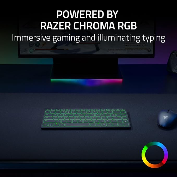Razer Joro Portable Wireless Gaming Keyboard: Thin, Light, Compact - Chroma RGB - Low Profile Switches - Bluetooth - Long Battery Life - Snap Tap - For PC & Mac Laptops, Steam Deck, Smartphone, Tablet