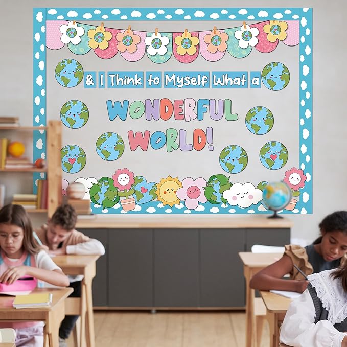 90 Pcs Earth Day Bulletin Board Decoration for Classroom Environmental Cutouts Colorful Flower Cutouts Classroom Wall Decor for Earth Day Protection Spring Activity Chalkboard Supplies