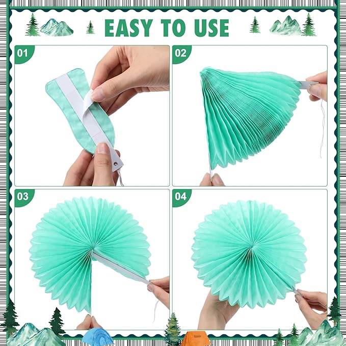 Pajean 62 Pcs Mountains Classroom Bulletin Board Decorations Green with 3D Paper Fans Inspirational Posters Cutouts Moving Mountain Motivational Bulletin Board for School Classroom Home Decorations
