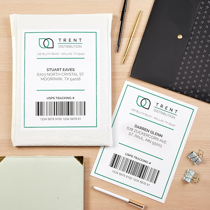 Avery Half-Sheet Printable Shipping Labels, 5.5" x 8.5" Customizable Stickers, White, 200 Blank Mailing Labels, Great for Mailing, Shipping, Organizing, and More (8426)