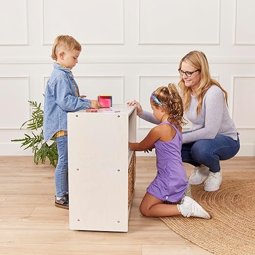 ECR4Kids 2-Shelf Mobile Island Storage Cabinet, Classroom Furniture, White Wash
