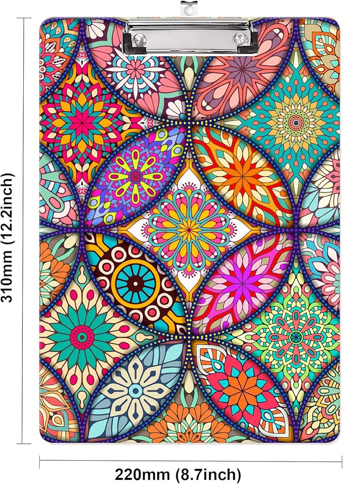 Fashion Clipboard, A4 Letter Size Wooden Decorative Clipboards for Teacher, Nurse, Doctor,Student and Kids, Cute Design for Standard Size 12.2" x 8.9" (C-Colorful Flower)