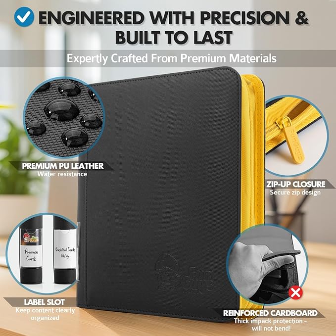 FunGuys Toploader Binder – 4 Pocket Trading Card Binder for 128 Top Loaders, Pokemon Card Binder, MTG, Yugioh, Sports Cards, TCG Storage Album, Zipper Card Collector Folder