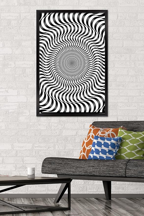 Trends International Zebra Stripe Optical Illusion Wall Poster, 22.375" x 34", Black Framed Version