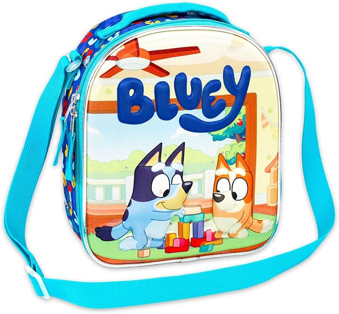 Bluey Mini Backpack with Lunch Box Set - Bundle with 12" Mini Backpack, Lunch Bag, Stickers, Water Bottle, More | Toddler Bluey School Bag and Lunchbox