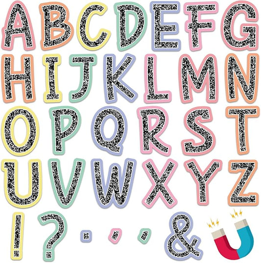 Qyeahkj 103 Pcs Composition Magnetic Letters 2" Pastel Colorful Magnetic Letters for Whiteboard Fridge Magnet Alphabet Kit for Tool for Home Spelling