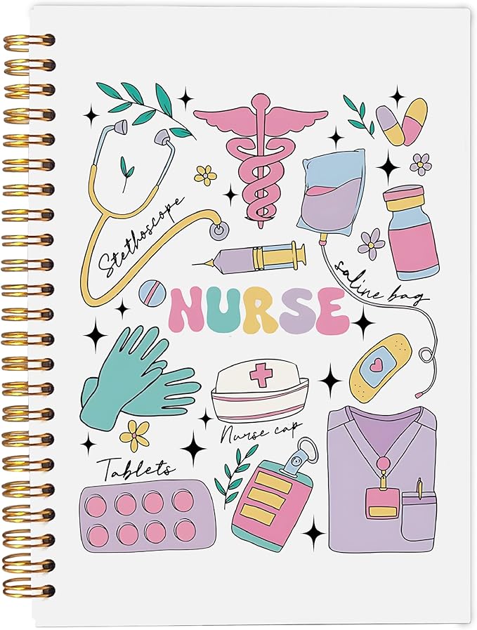 Nurse Notebook Journal, Nurse Gifts for Women, Nurse Graduation Gift, Nurse Practitioner Gifts, Registered Nurse Gifts, Nurse Appreciation Gifts, Preppy Nurse Spiral Notebook 5.5x8.3 Inch
