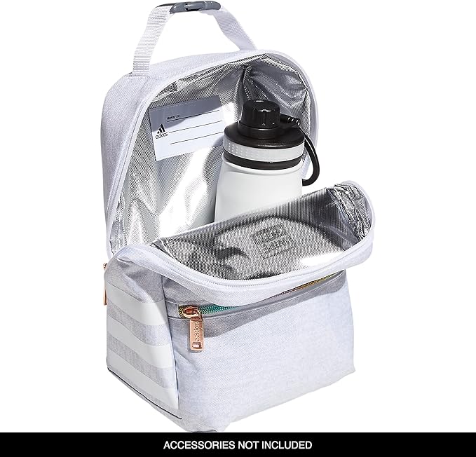 adidas Unisex Santiago Lunch Bag, Insulated School Food Container Box Discontinued, Jersey White/White Rainbow/2.0, One Size