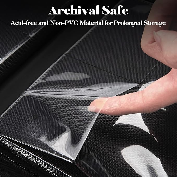 Premium 4 Pocket Zip Card Binder, Trading Card Binder for 320 Cards, Portable PU Card Collection Binder, Collector Card Album Folder for Game & Sports Cards (Black)