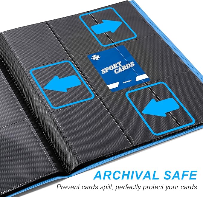 Trading Card Binder, Card Binder Album Folder Book Fit for MTG Baseball Football Sports Cards, Easy to Use Card Collection Binder (Sky Blue, 360 Pockets)