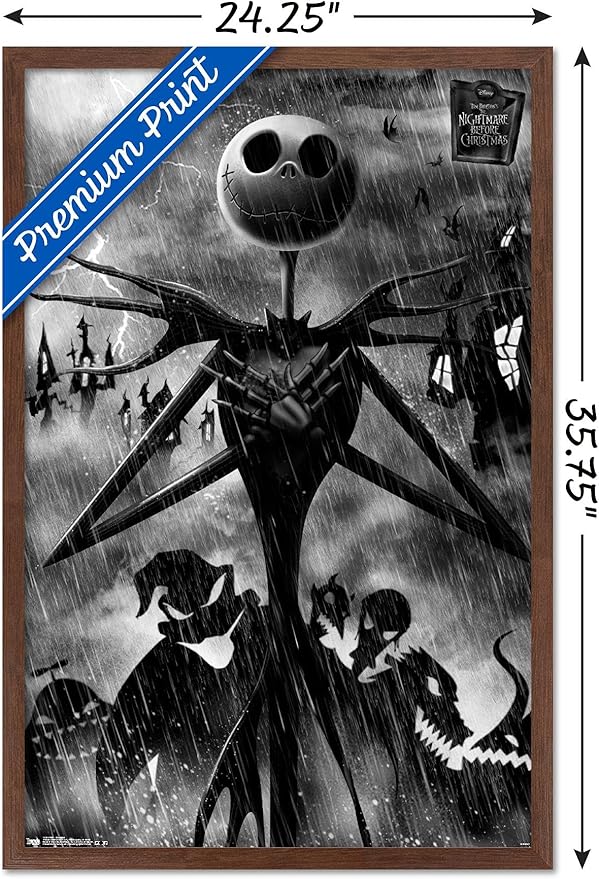 Trends International Disney Tim Burton's The Nightmare Before Christmas - Shadows Wall Poster, 34L x 22.4W, Mahogany Framed Version