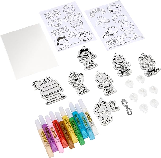 Peanuts Window Art Suncatcher Kit for Kids – Paint Your Own Charlie Brown & Snoopy Window Clings with 10 Vivid Paint Colors – DIY Suncatcher Craft Set for Creative Fun & Window Décor, Ages 6+
