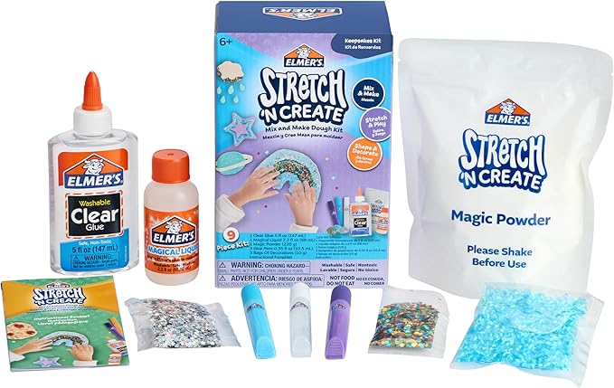 Elmer’s Stretch 'N Create Dough Kit, 3 Ways to Play, Keepsakes Kit, 9 Piece Kit - Perfect for Birthday Party Gift, School Classroom Activity, Kids Arts & Crafts Fun