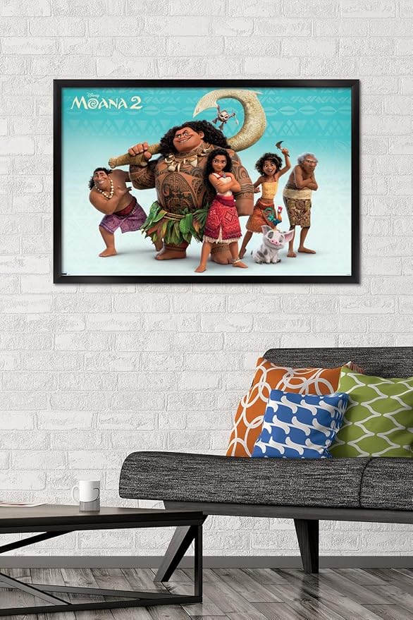 Disney Moana 2 - Group Wall Poster, 34L" x 22.4W", Black Framed Version