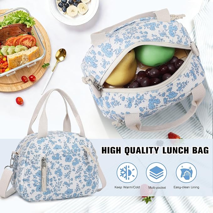 Bevalsa Backpack for Gilrs, 3PCS Corduroy Kids Backpack Set with Lunch Box & Pencil Pouch, Bookbag Daypack Laptop Bag for Women Teens Elementary Middle High School
