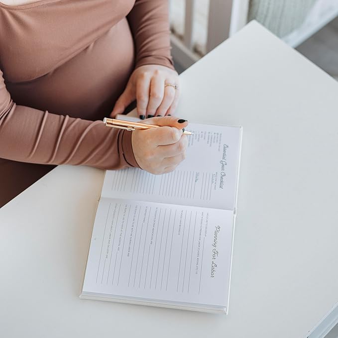 Pearhead Pregnancy Journal, Linen Guided Pregnancy Memory Book with Sonogram Photo Insert, Beige