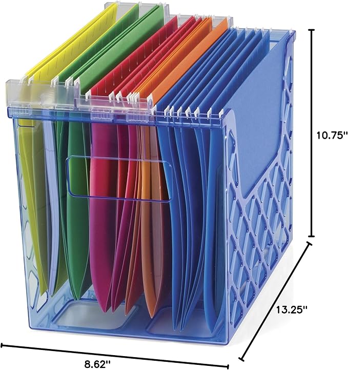 Officemate Blue Glacier Desktop File Organizer, 1 Section, Letter-Size, 8.63" Long, Translucent Blue