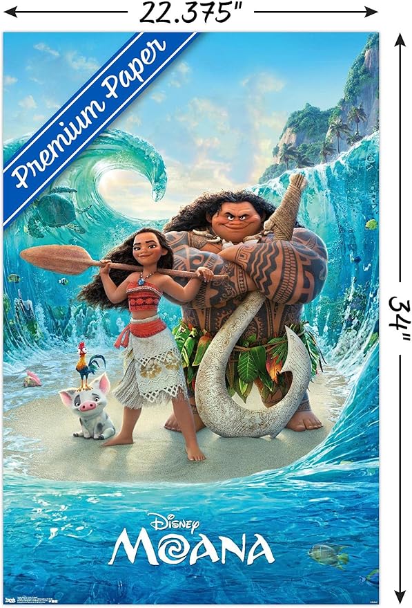 Disney Moana - Ocean Floor Wall Poster, 34L" x 22.4W", Premium Poster & Clip Bundle