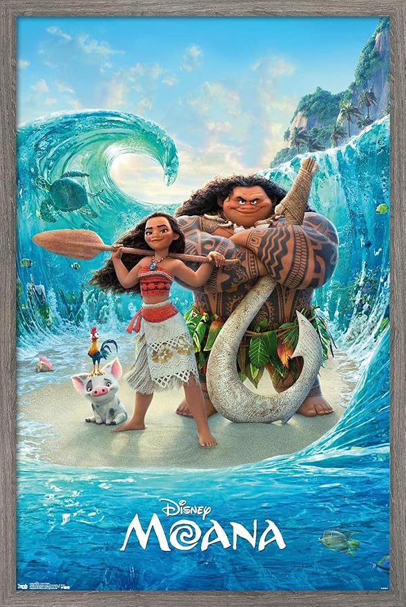 Disney Moana - Ocean Floor Wall Poster, 34L" x 22.4W", Barnwood Framed Version