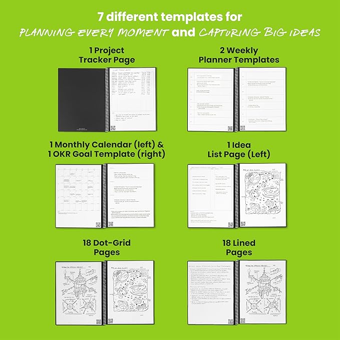 Rocketbook Fusion Hybrid Reusable Planner and Notebook in One, Additional Blank Pages, Goal and Project Tracker, Undated Planner, Letter Size 8.5x11, Blue (Pack of 1)