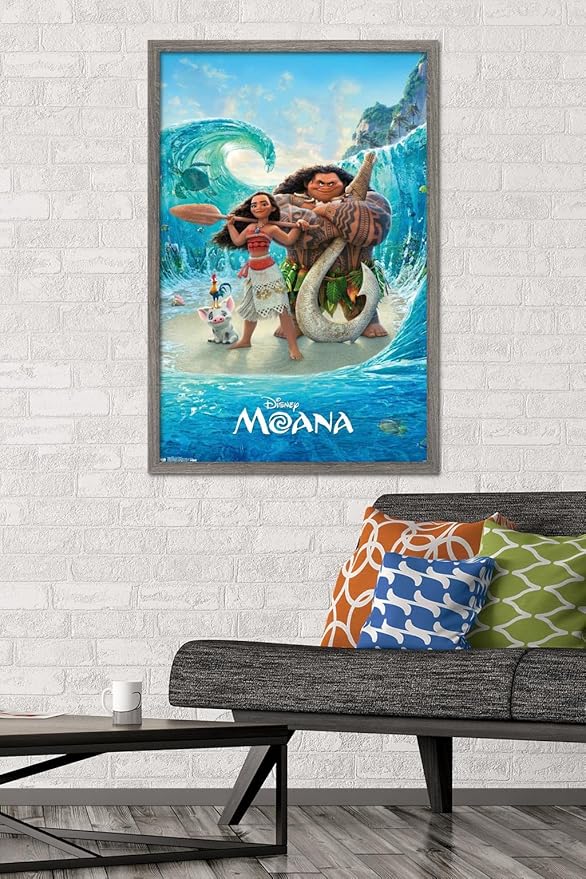 Disney Moana - Ocean Floor Wall Poster, 34L" x 22.4W", Barnwood Framed Version