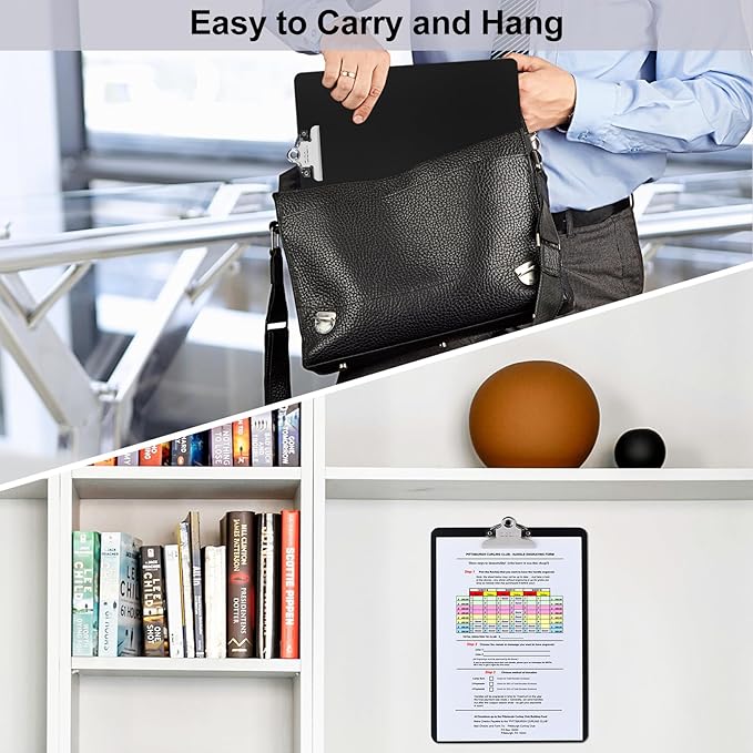 ZCZN Metal Clipboard, 2 Pack Heavy Duty Aluminum Clipboards 12 x 9 Inches, A4 Letter Sizer Document Holder with High Capacity Clip, Suitable for School, Office, Jobsite or Medical Staff, Black