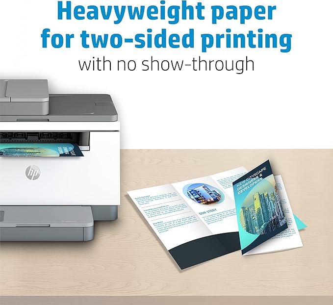 HP Professional Tri-fold Business Paper, Glossy, 8.5x11 in, 48 lb, 150 sheets, works with inkjet, PageWide, laser printers (4WN12A)