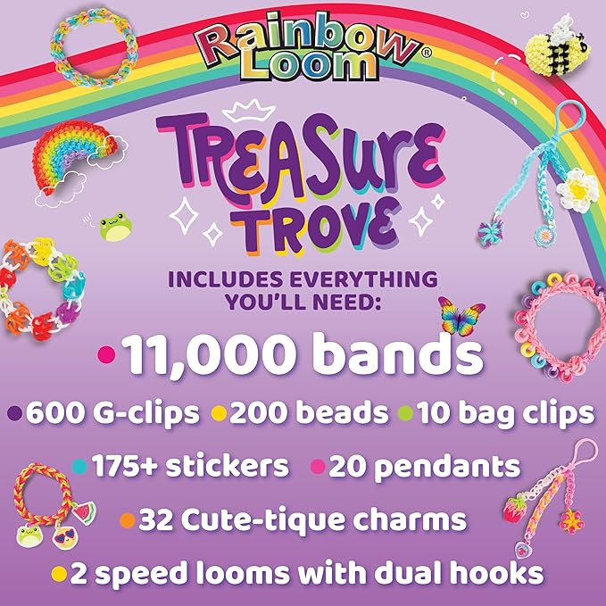 Rainbow Loom: Treasure Trove - DIY Rubber Band Bracelet Craft Kit with Case - 11,000 Loom Bands & Accessories, Design & Create, Ages 7+ Amazon Exclusive