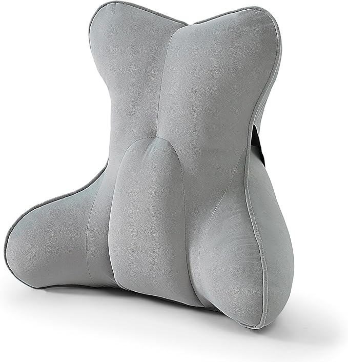 Lumbar Support Pillow(Pat. Pend) – Multi-Functional Ergonomic Back Cushion for Office Chair, Car Seat & Sofa, Reading Pillow with Firm Multi-Zone Support to Relieve Lower Back Pain,Zinc Gray