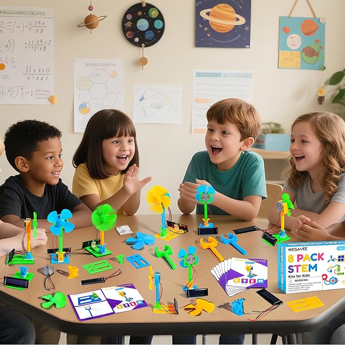 Bulk STEM Kits - 8 Set Solar Powered Fans, Science Kits for Kids Age 8-12 12-14 10-12, Stem Building Toys for Ages 8-13, Boys Girls Crafts for Kids, Classroom School Gifts Experiments Activities