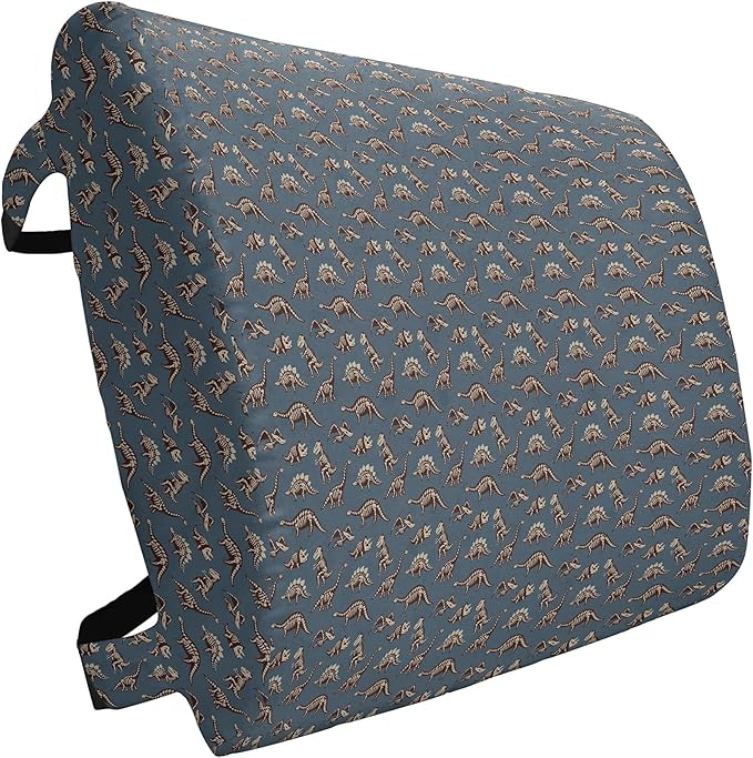 Ambesonne Cartoon Lumbar Back Support Pillow, Disparate Fossil Dinosaurs Skeletons Jurassic Period, High Density Foam for Office Chairs Car Seats, 14" x 13", Seal Brown Slate Blue
