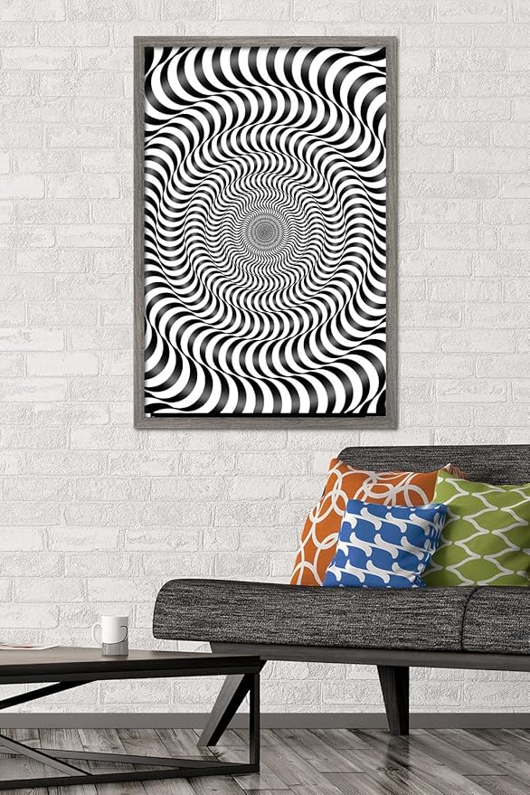 Trends International Zebra Stripe Optical Illusion Wall Poster, 22.375" x 34", Barnwood Framed Version
