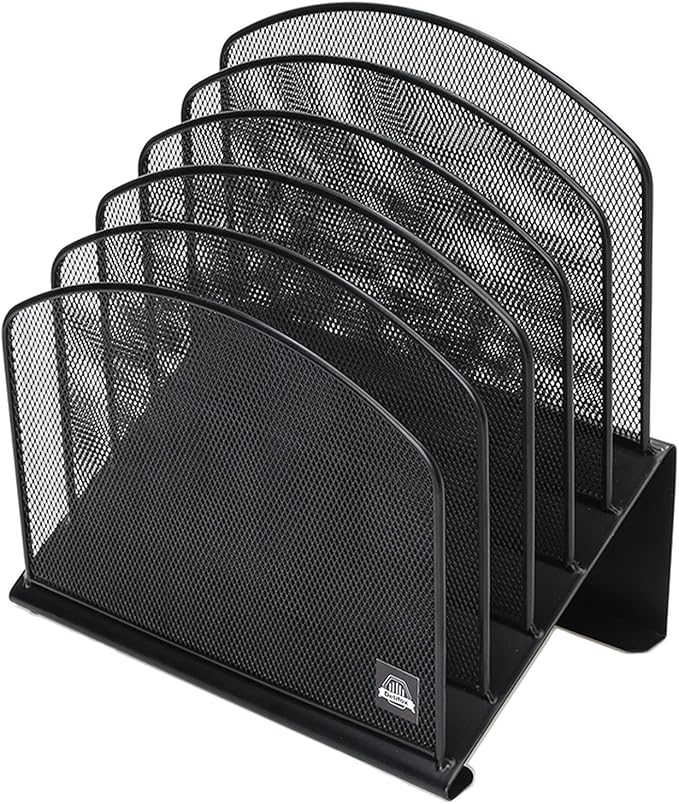 Inclined Desk File Organizer,Vertical File Folder Holder Stand Metal Rack File Sorter for Office Classroom Desktop Organization