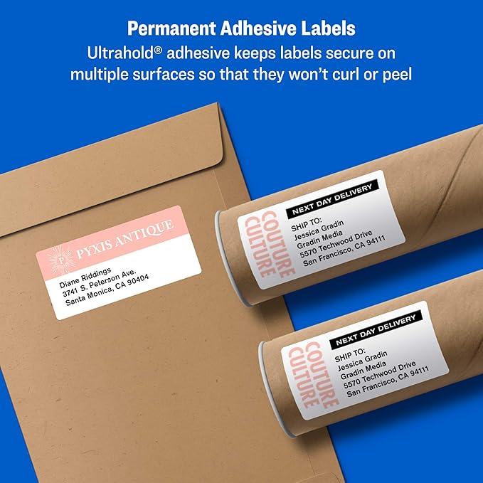 Avery Shipping Labels, Sure Feed Technology, 3-1/3" x 4", White, Inkjet Printable, Permanent Adhesive, 600 Blank Mailing Labels per Pack, 3,000 Total (5 Packs of 8464)
