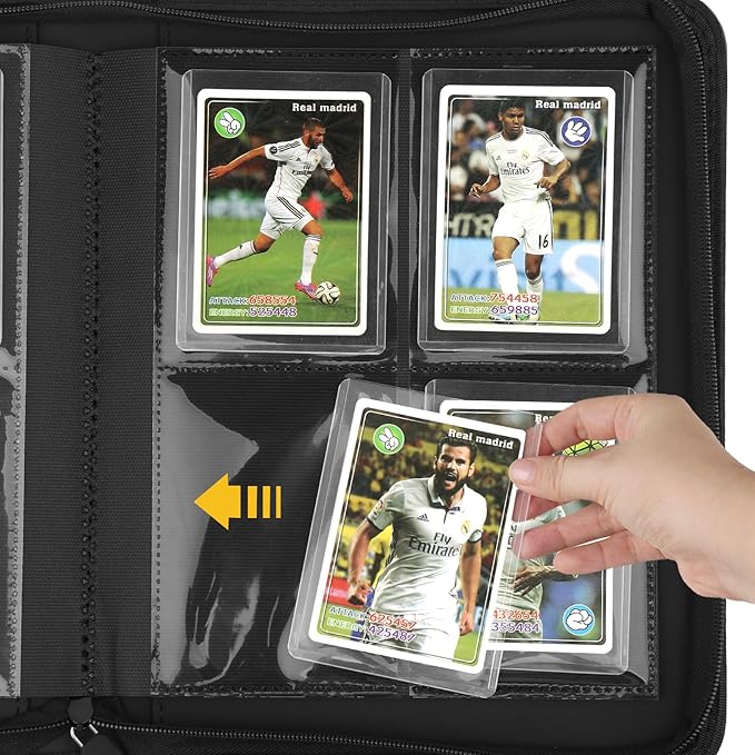 Toploader Binder,Toploader Hard Cases, 4-Pocket Pages Sleeves Hold up 128 Cards.Toploader Card Binder with Sleeves for “3×4” rigid，Card Holder(Blackish Green)