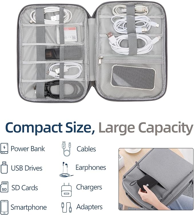 Electronics Organizer Travel Case,Travel Cable Organizer Pouch - Portable Storage Bag for Cord, Charger, Phone, Earphone, Electronic Accessories for Travel & Daily Use