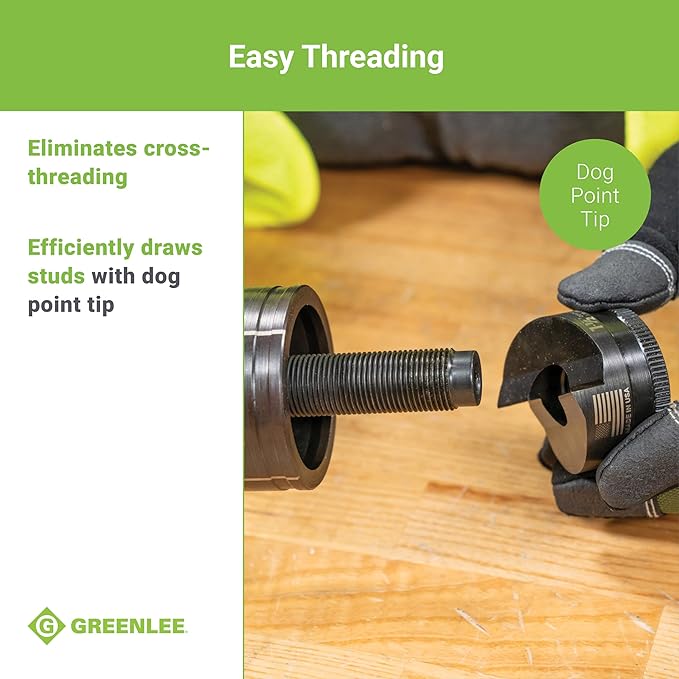 Greenlee 7238SB Slug-Buster Knockout Punch Kit with Hex Ratchet Wrench, 1/2" to 2" Punches, and 7/16" and 3/4" Draw Studs, Electrical Conduit Hole Cutter Kit, Low Carbon Steel