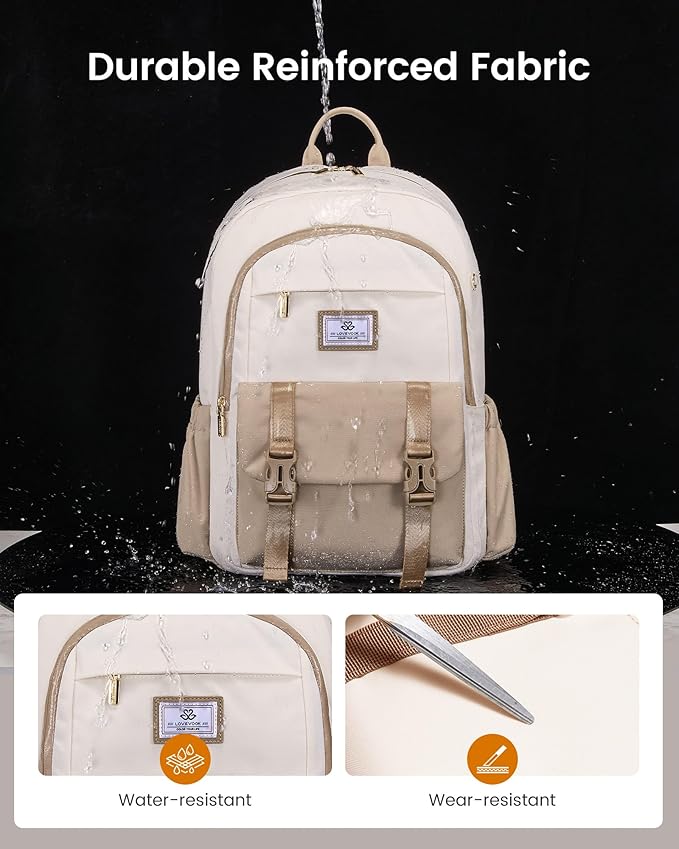 LOVEVOOK School Backpack for Girls Boys,Bookbag for Teen with Pouch Pocket for Large Capacity Cup, Waterproof School Bookbag, Preppy Backpack Travel Daypack with 15.6 inch Laptop Compartment