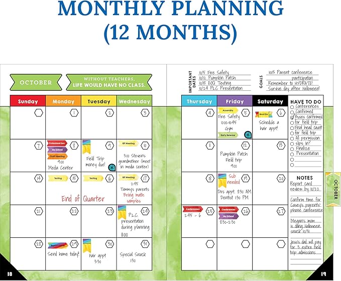 Carson Dellosa Celebrate Learning Teacher Planner 2025-2026, Undated 8" x 11" Lesson Plan Book With Stickers, Class Schedule, and Weekly Calendar School Supplies, Homeschool and Classroom Must Haves