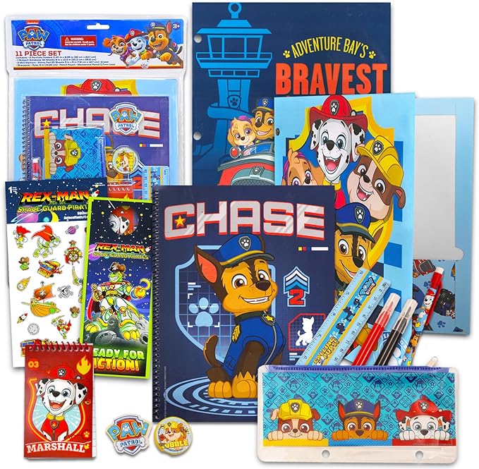 Paw Patrol Giant All You Need for School Stationery Gifts Set - Pencils Case Notebook Eraser Ruler, Back to The Pre School Kindergarten Education Goodies Supplies Materials Birthday for Kids Boys