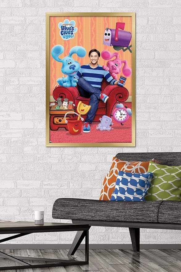 Nickelodeon Blue's Clues - Group Wall Poster, 34L" x 22.4W", Gold Framed Version