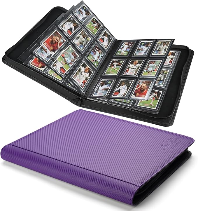 Toploader Binder,Toploader Hard Cases, 9-Pocket Pages Sleeves Hold up 288 Cards.Toploader Card Binder with Sleeves for “3×4” rigid，Card Holder(purple)