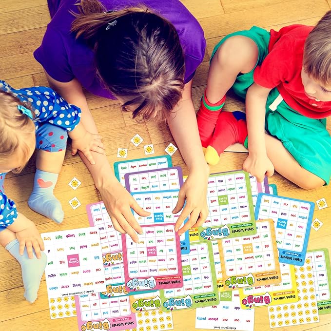 Fancy Land Sight Word Bingo Game Kids Adults Dolch's & Fry's Words Lists Bingo Set for Pre-k to 3rd Grade Educational Games Home Classroom Activities Supplies