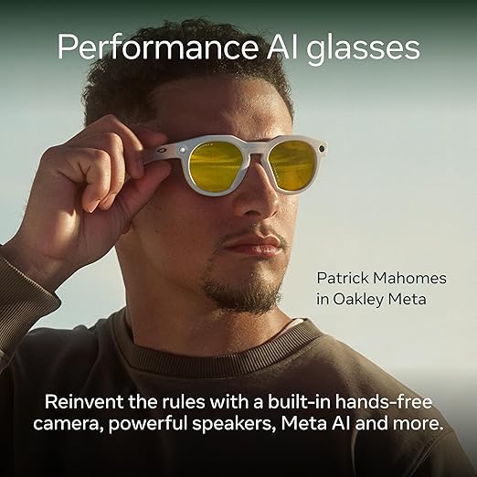 Oakley Meta HSTN, Clear | Smart AI Glasses for Men, Women — Performance for Sports, Athletes — Camera, Audio, Video — 8 Hour Battery — 3K HD Resolution — Clear to Grey Transitions® Lenses