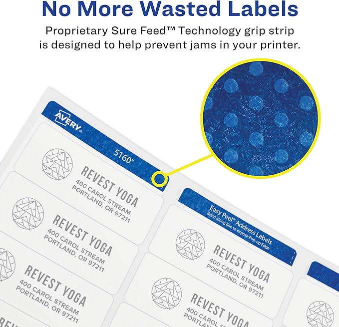 Avery High Visibility Round Labels, Sure Feed Technology, 1-2/3" Diameter, White Customizable Blank Labels, Laser Printable, 600 Total (5293)