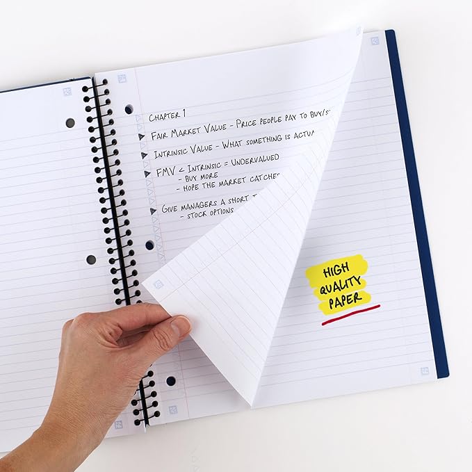 Five Star Advance Spiral Notebook + Study App, 5 Subject, College Ruled Paper, 8-1/2" x 11", 200 Sheets, Spiral Guard, Movable Tabbed Dividers, Pacific Blue (73150)