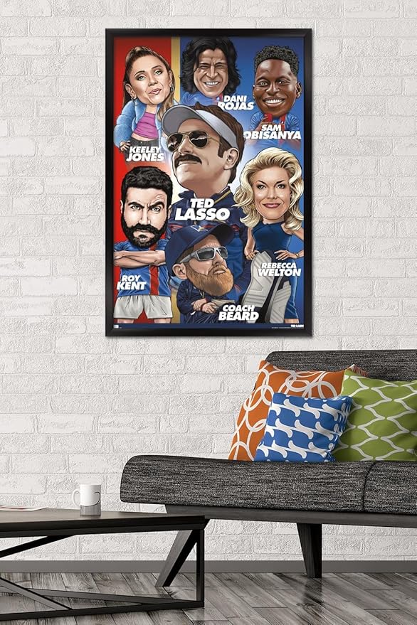 Ted Lasso - Character Grid Wall Poster, 34L" x 22.4W", Black Framed Version
